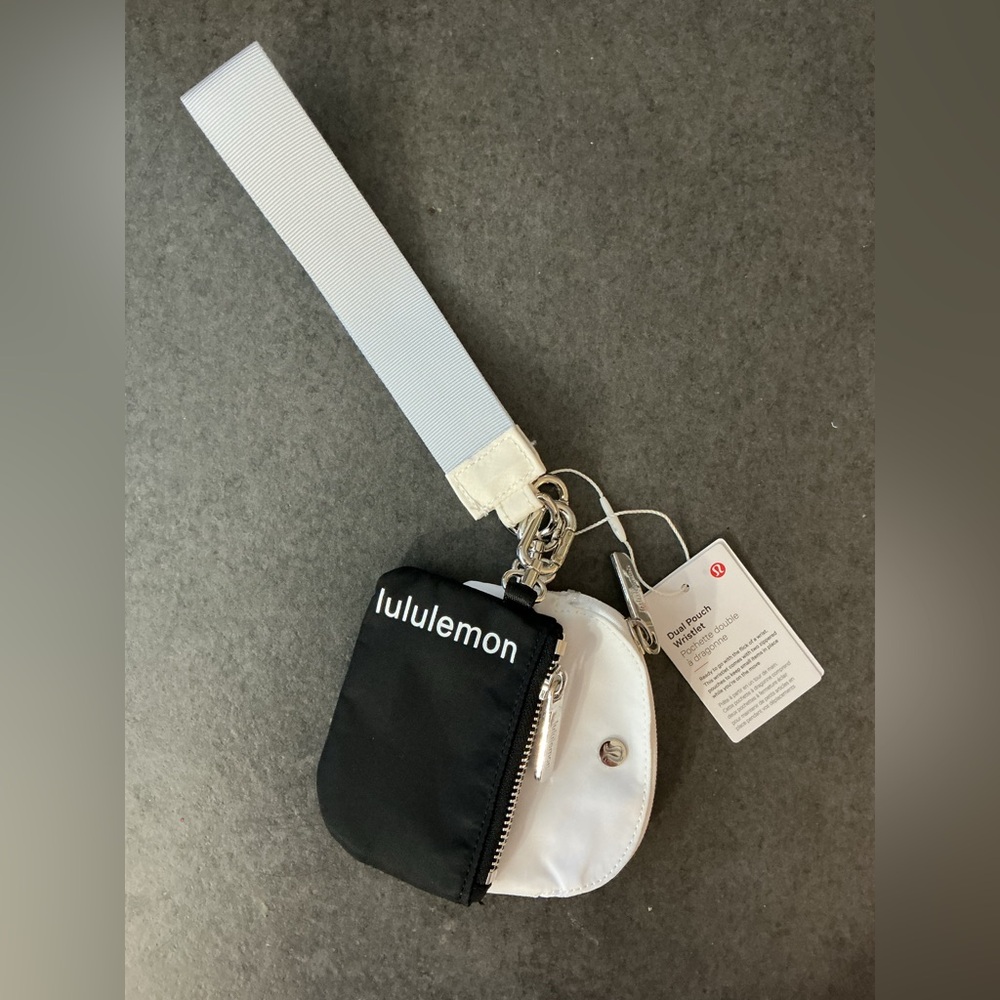 lululemon athletica White and Black Dual Pouch Wristlet
